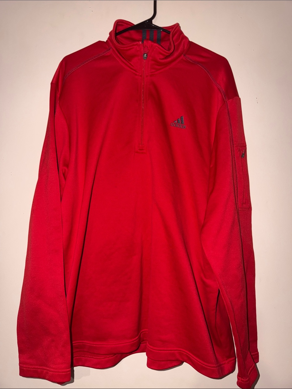 adidas Red Half-Zip Athletic Pullover